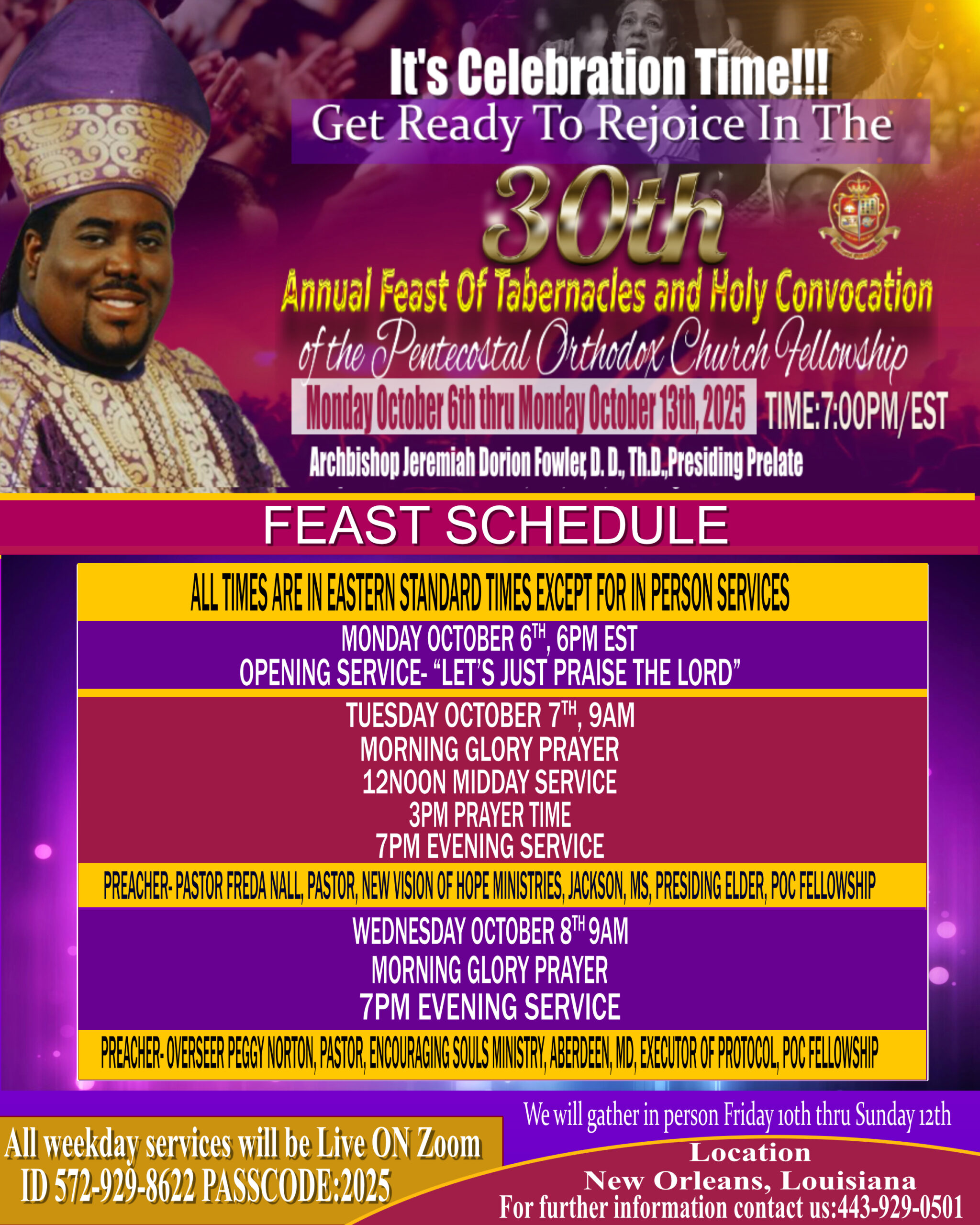 FEAST SCHEDULE 2 2025
