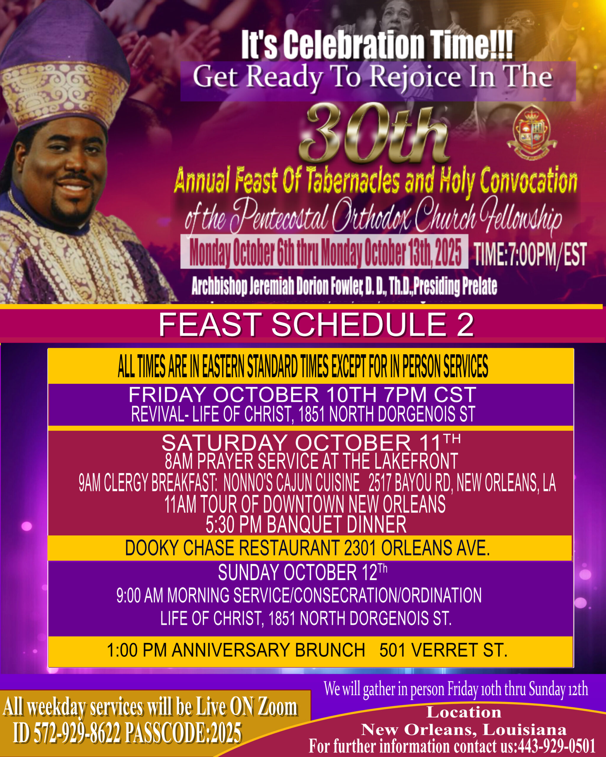 FEAST SCHEDULE 2 2025