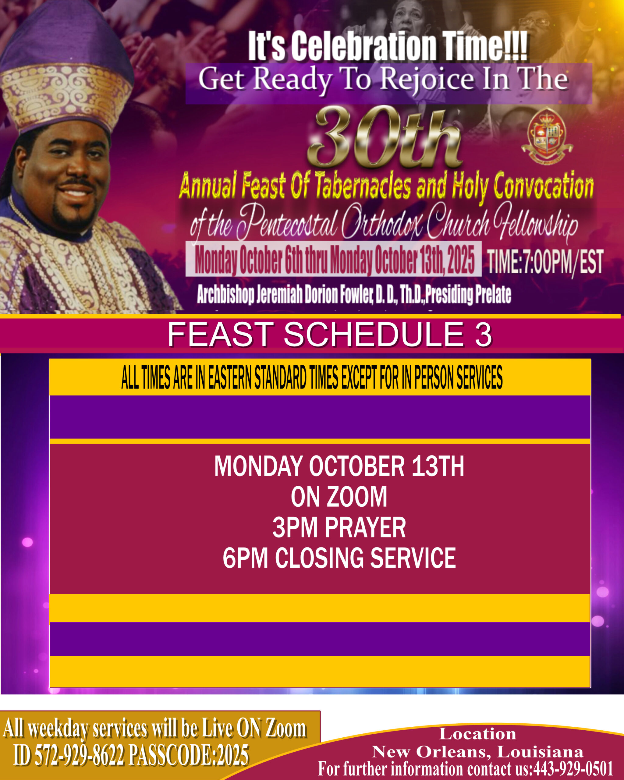 FEAST SCHEDULE 3 2025